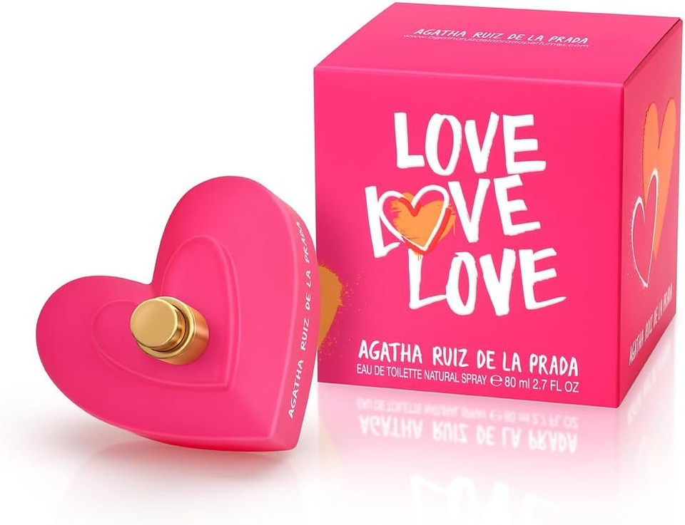 Agatha Ruiz de la Prada Perfumes - Love Love Love, Eau de Toilette for Women - Long Lasting - Charming, Playful and Modern Fragance - Fruity, Citrus and Floral Notes - Ideal for Day Wear - 80 ml