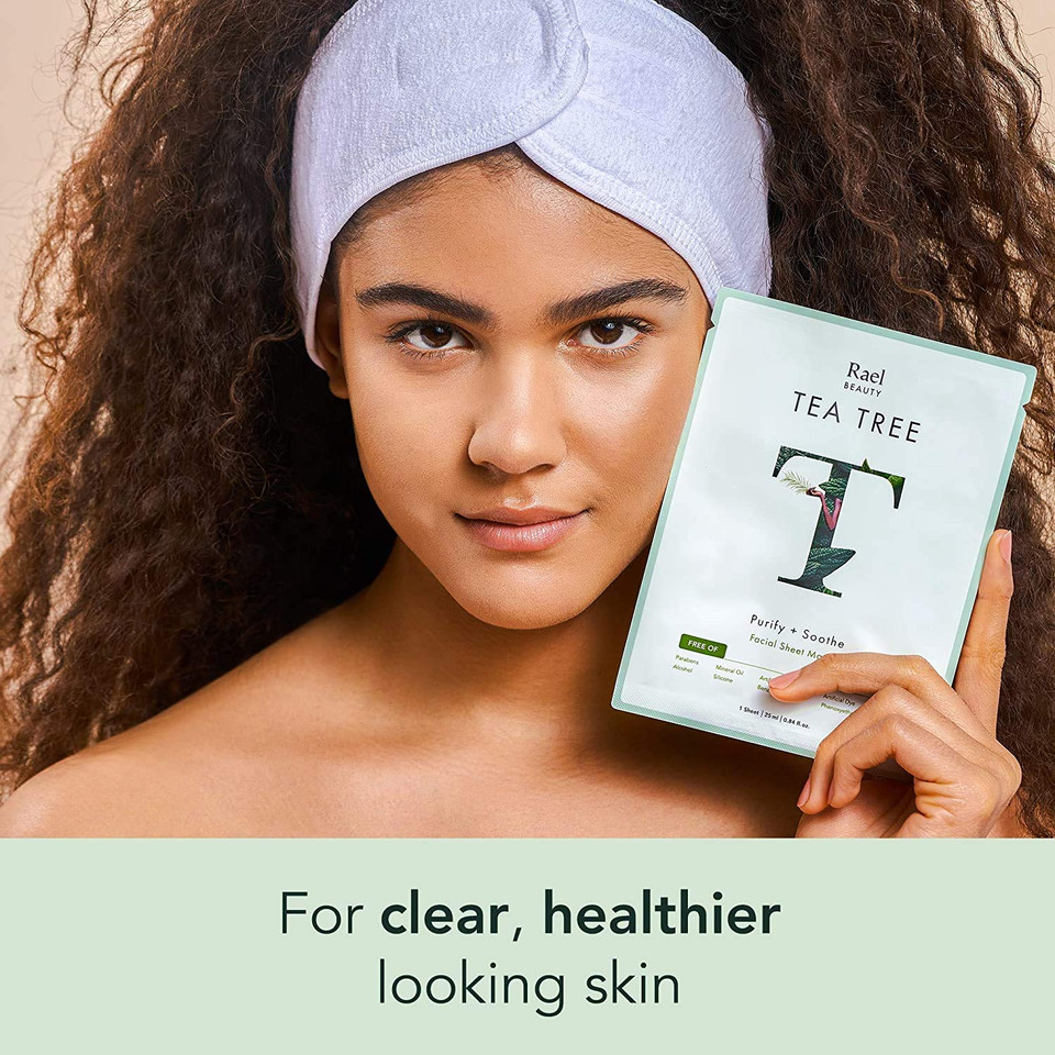 Rael Face Mask Skin Care, Tea Tree Face Masks - Bamboo Facial Sheet Mask With Tea Tree Oil And Fruit Extracts, All Skin Types (Tea Tree, 5 Sheets)