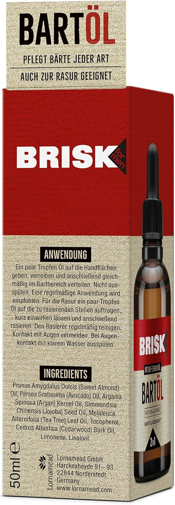 BRISK 2-in-1 Beard Oil for Men, 50 ml, Beard Care with Organic Tea Tree Oil, Absorbs Quickly, for Nourished Skin & Soft Beard Hair, Non-Greasy, Also for Shaving, Face Care for Men BRISK 2-in-1 Beard Oil for Men, 50 ml, Beard Care with Organic Tea Tree Oil, Absorbs Quickly, for Nourished Skin & Soft Beard Hair, Non-Greasy, Also for Shaving, Face Care for Men