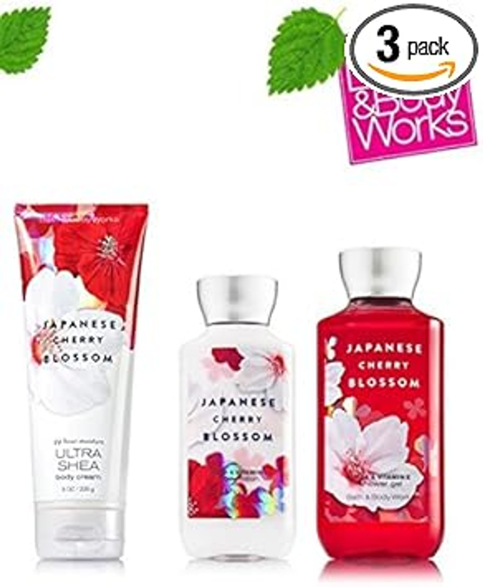 Bath & Body Works Signature Collection " Japanese Cherry Blossom" Gift Set ~ Body Cream ~ Shower Gel & Body Lotion ~