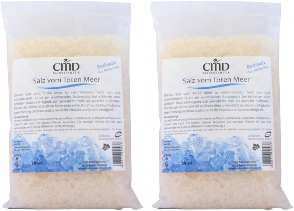 CMD Neutral Bath Salt - Dead Sea Salt Pack of 2 (2 x 500 g = 1000 g / 1 kg) Organic Vegan Natural Cosmetics