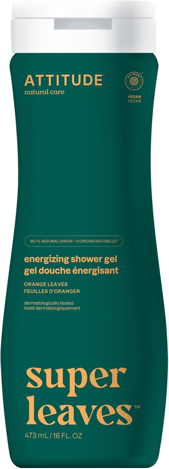 ATTITUDE Body Wash, EWG Verified Shower Gel, Dermatologically Tested, Plant and Mineral-Based, Vegan Personal Care Products, Orange Leaves, 473 mL