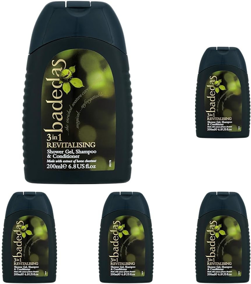 Badedas 3 in 1 Revitalising bath product enriched with natural moisturisers Shower Gel, Shampoo and Conditioner for a luxurious shower experience 200 ml (Pack of 3) Badedas 3 in 1 Revitalising bath product enriched with natural moisturisers Shower Gel, Shampoo and Conditioner for a luxurious shower experience 200 ml (Pack of 3)