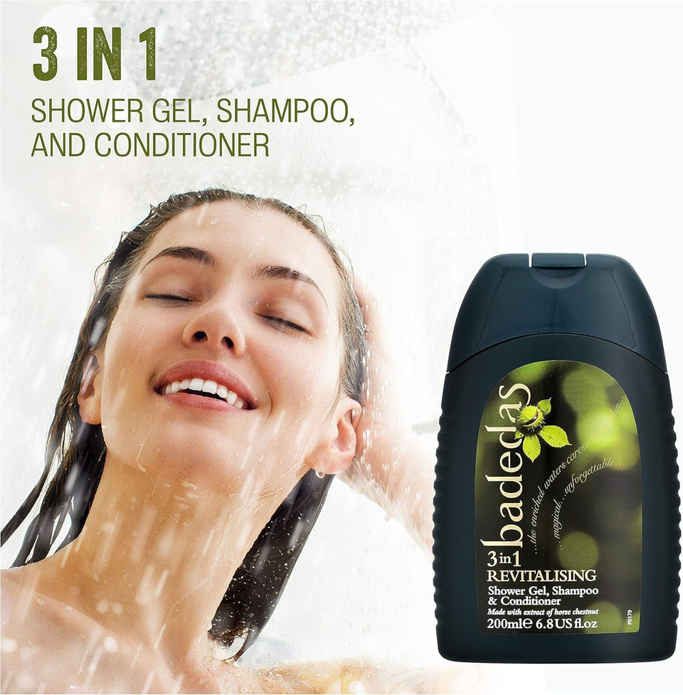 Badedas 3 in 1 Revitalising Shower Gel, Shampoo & Conditioner 200ml | Multipack | Pick a Bundle of 3 or 6 Packs