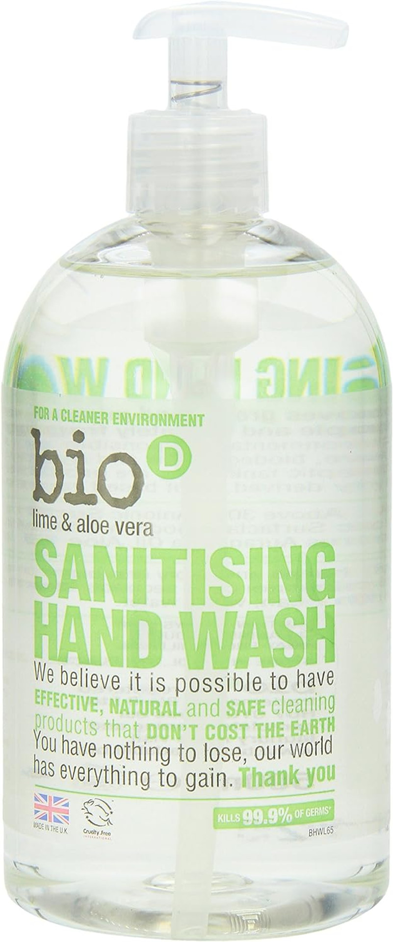 Bio D Anti Bacterial Lime and Aloe Vera Hand Wash 500 g (Pack of 6)