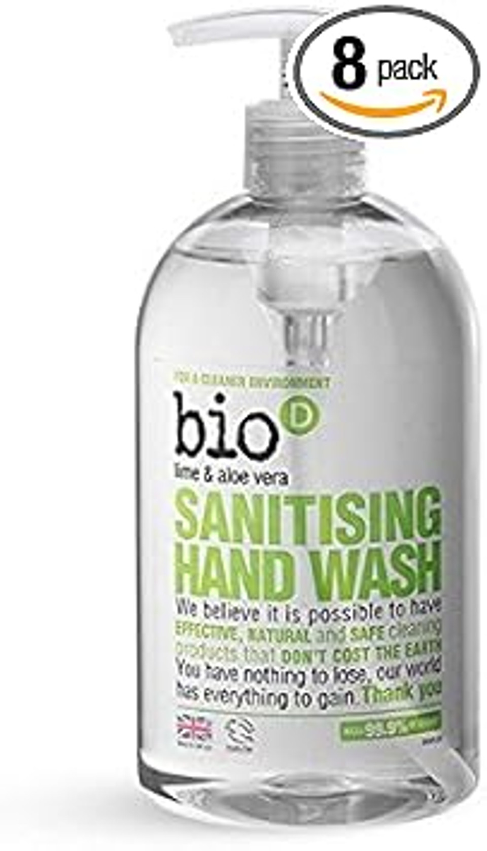 (Pack Of 8) Anti Bacterial Hand Wash Lime & Aloe Vera | BIO D