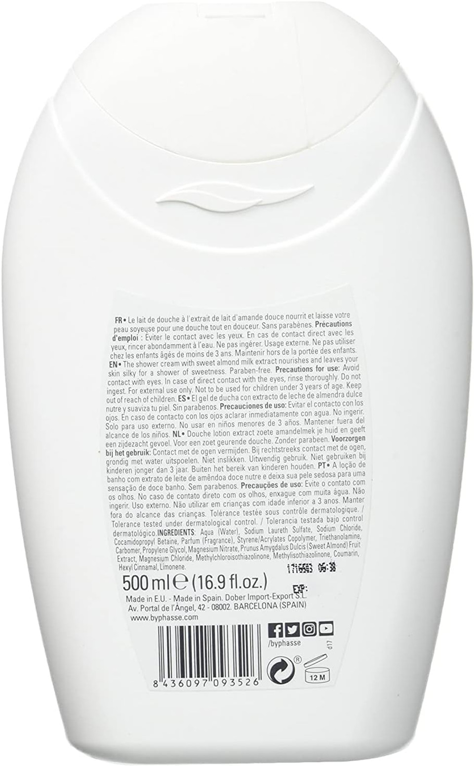 BYPHASSE ALMENDRAS DULCES LECHE DE DUCHA 500ML