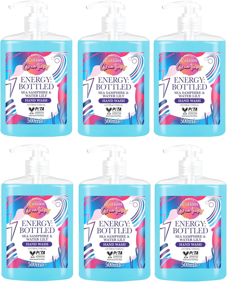 6x Cussons Creations ENERGY Sea Samphire & Waterlily Hand Wash 500ml