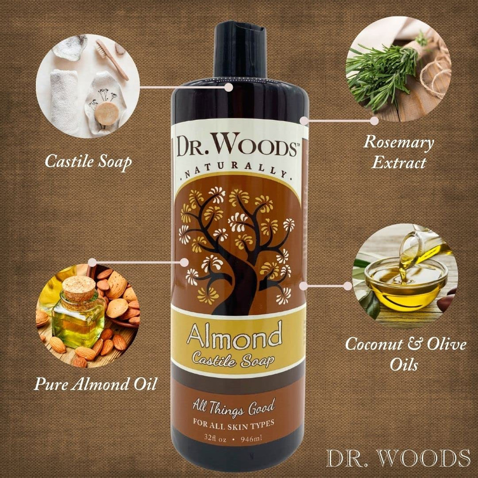 Dr. Woods Pure Castile Soap, Almond, 32 Fluid Ounce