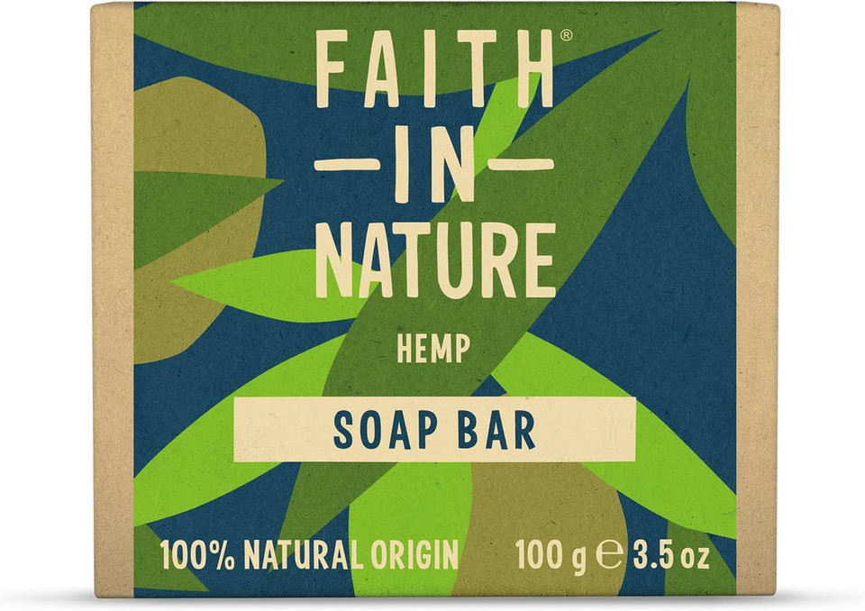 Faith In Nature Natural Hemp Hand Soap Bar, Restoring, Vegan & Cruelty Free, No SLS or Parabens, 100g