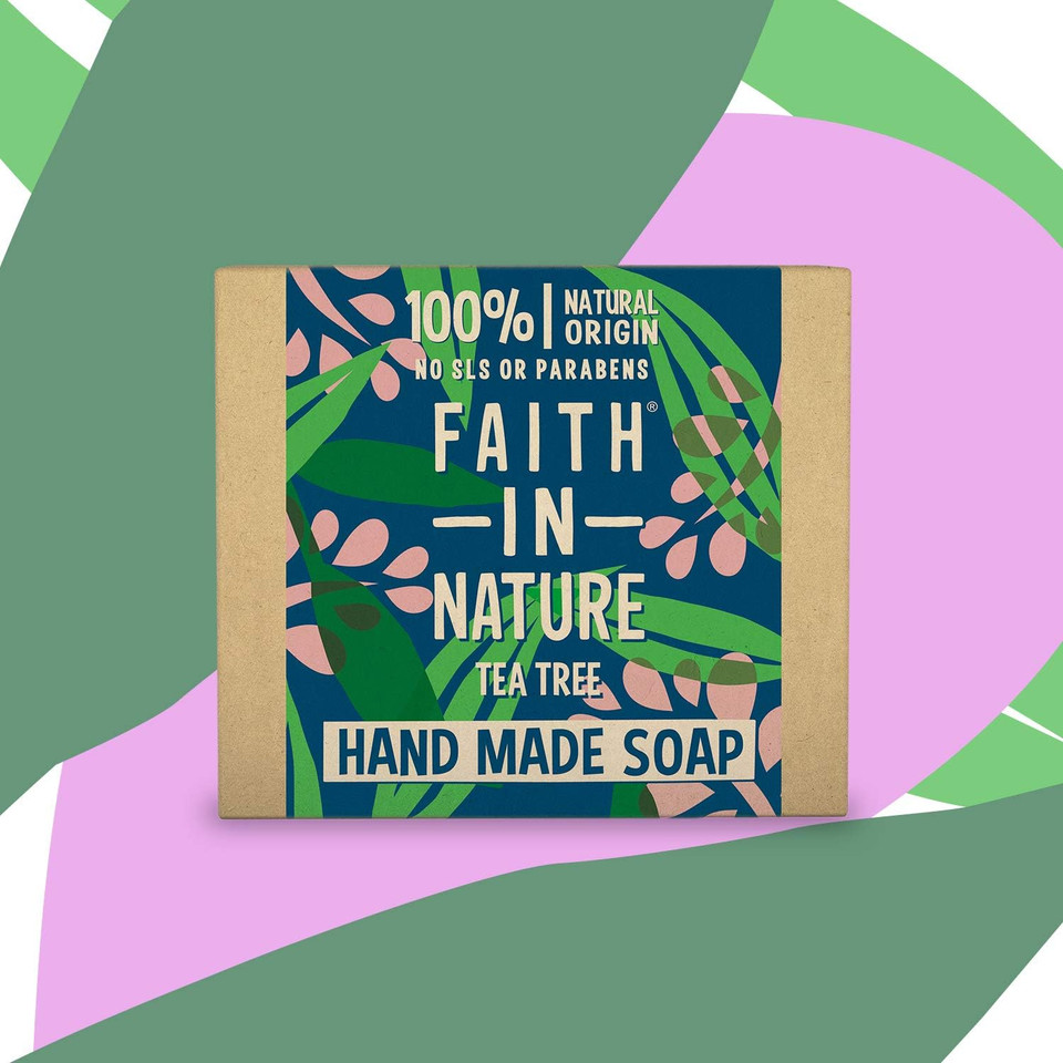Faith In Nature Natural Tea Tree Hand Soap Bar, Cleansing, Vegan and Cruelty Free, No SLS or Parabens, 100 g (Pack of 2)