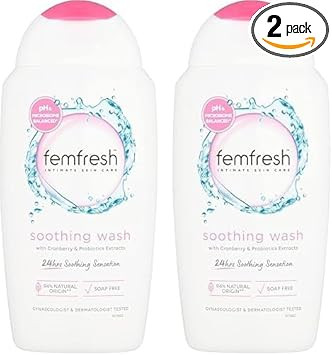 Femfresh Ultimate Care Soothing Wash - Intimate Daily Vaginal Feminine Hygiene Shower Gel Cleanser  pH Balanced, Soap Free w.Hydrating Cranberry & Probiotics Extract, Long-Lasting MULTIActif - 250 ml