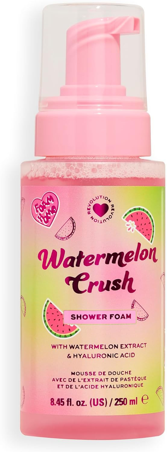 I Heart Revolution Watermelon Crush Shower Foam, Body Wash Infused with Hyaluronic Acid and Watermelon Extract, Vegan & Cruelty-Free, 250ml