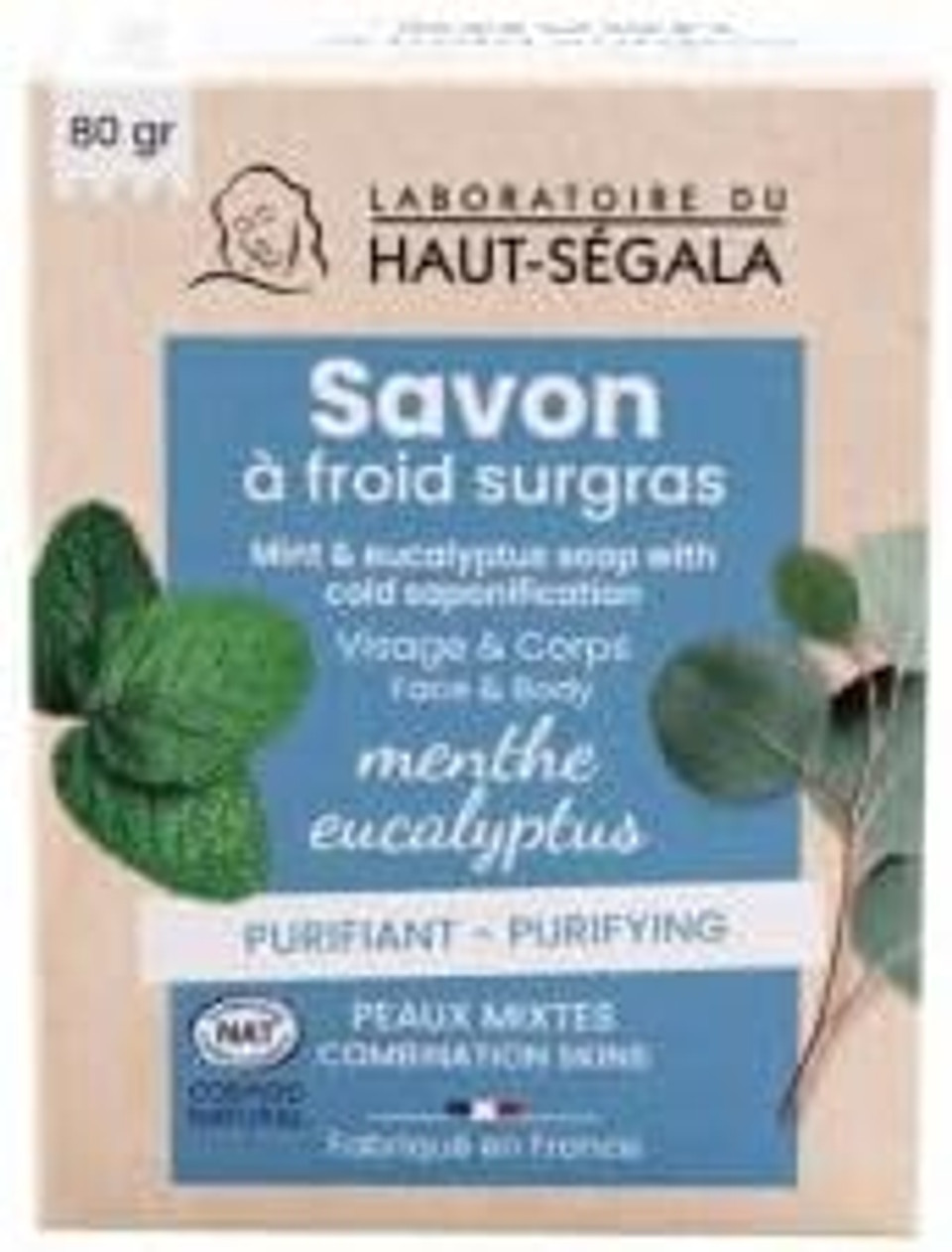 Laboratoire du Haut-Ségala Mint Eucalyptus Soap with Cold Saponification 80g