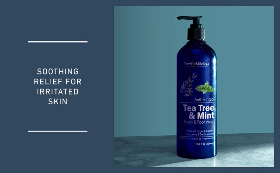 New York Biology Tea Tree Mint Body Wash Helps Nail Fungus, Athletes Foot, Ringworms, Jock Itch, Acne, Eczema & Body Odor, Soothes Itching & Promotes Healthy Skin and Fee  500 ml