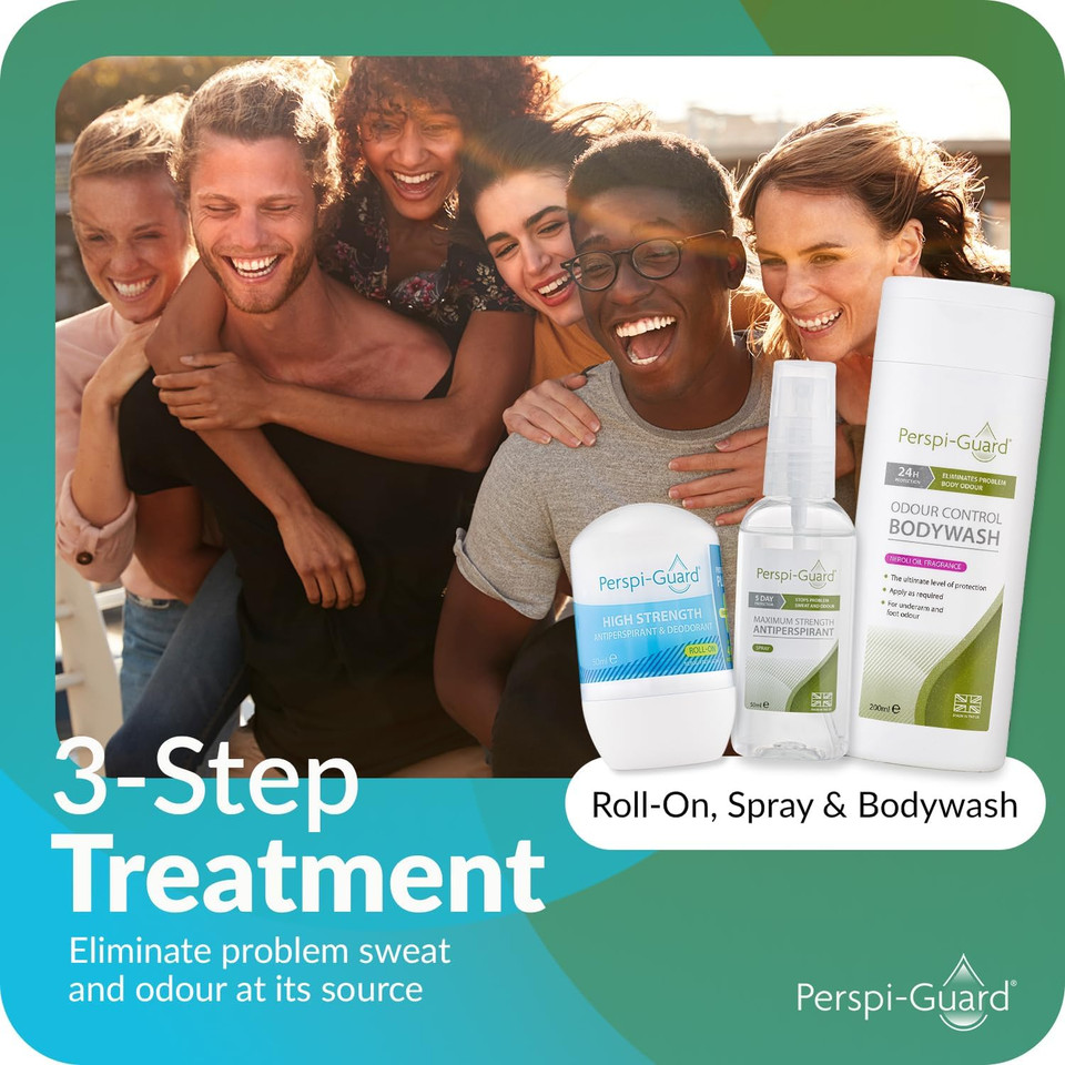 Perspi-Guard 3-Step Anti Sweat Bundle, Neroli Scented Body Wash 200ml, 48-hour Roll On Deodorant & Antiperspirant, Strong Antiperspirant Spray 50ml