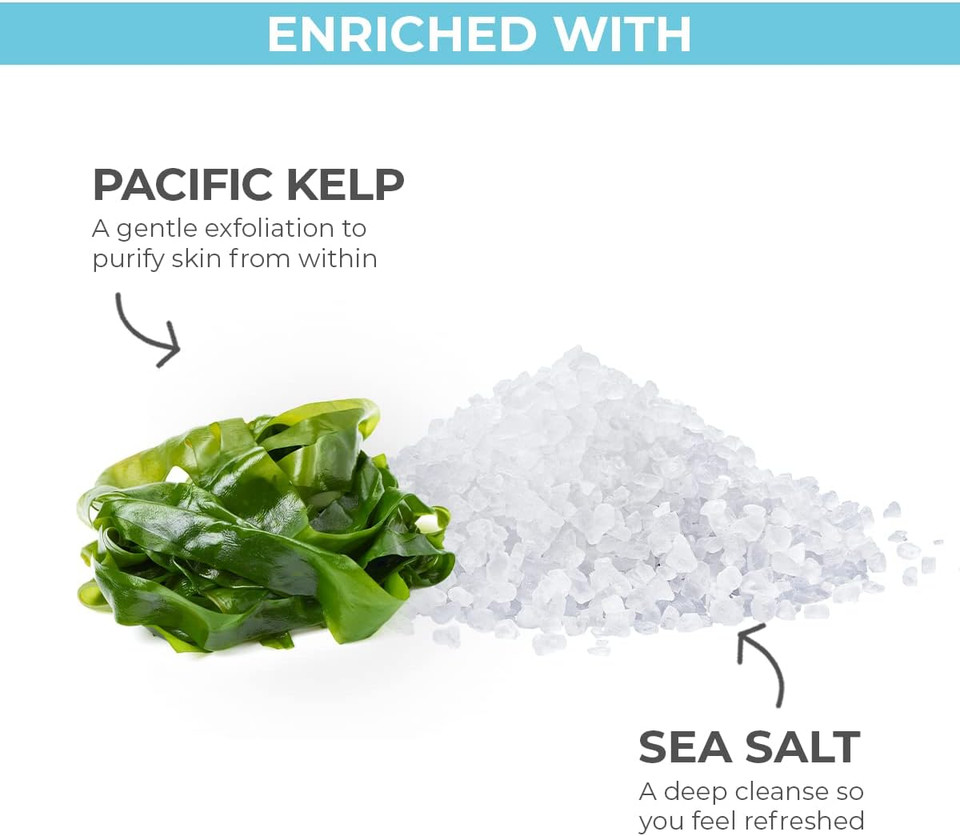 St. Ives Purifying Sea Salt & Pacific Kelp Exfoliating Body Wash (650ml) Made with Plant-Based Cleansers & 100% Natural Exfoliant 16 oz Shower Gel