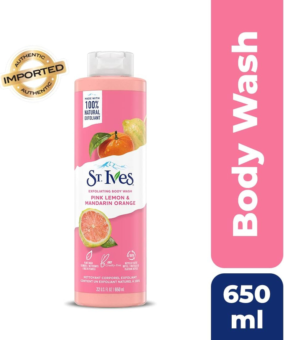 St. Ives Radiant Skin Exfoliating Shower Gel (650ml) Pink Lemon and Mandarin Orange Made with Plant-Based Cleansers & 100% Natural Extracts 16 oz Body Wash St. Ives Radiant Skin Exfoliating Shower Gel (650ml) Pink Lemon and Mandarin Orange Made with Plant-Based Cleansers & 100% Natural Extracts 16 oz Body Wash