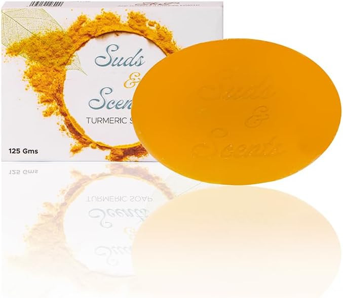 Suds & Scents Turmeric Soap with Neem Extract, For all Skin types. Treats Acne, Skin Irritation, inflammation and Hyper Pigmentation