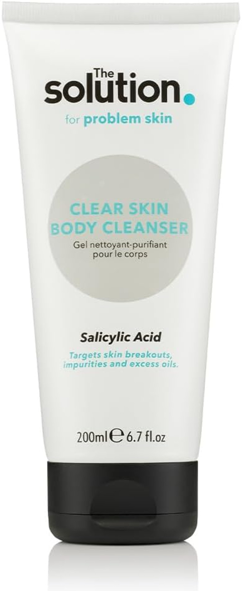 The Solution Salicylic Acid Clear Skin Body Cleanser (200ml). Back Acne Treatment with Tea Tree, Daily Blemish Control Cleanser for Body, Pore minimiser, Vegan & Cruelty Free Salicylic Acid Shower Gel