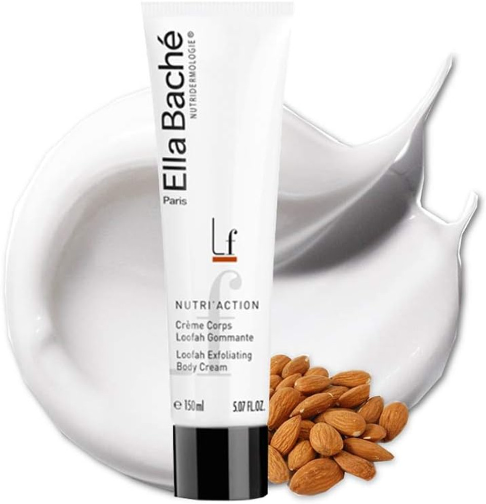 Loofah Exfoliating Body Cream | Moisturizing body scrub | Nourishes, smoothes and softens the skin | Enriched with loofah fibres, almond proteins & jojoba oil | Made in France | 150 ml