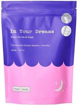 Frank Body In Your Dreams Sleep Scrub & Soak 240g - Gently Exfoliates & Soothes Skin Before Bed, Promoting Relaxing Sleep Routine - Vegan, Travel Size - Whole Body Exfoliant