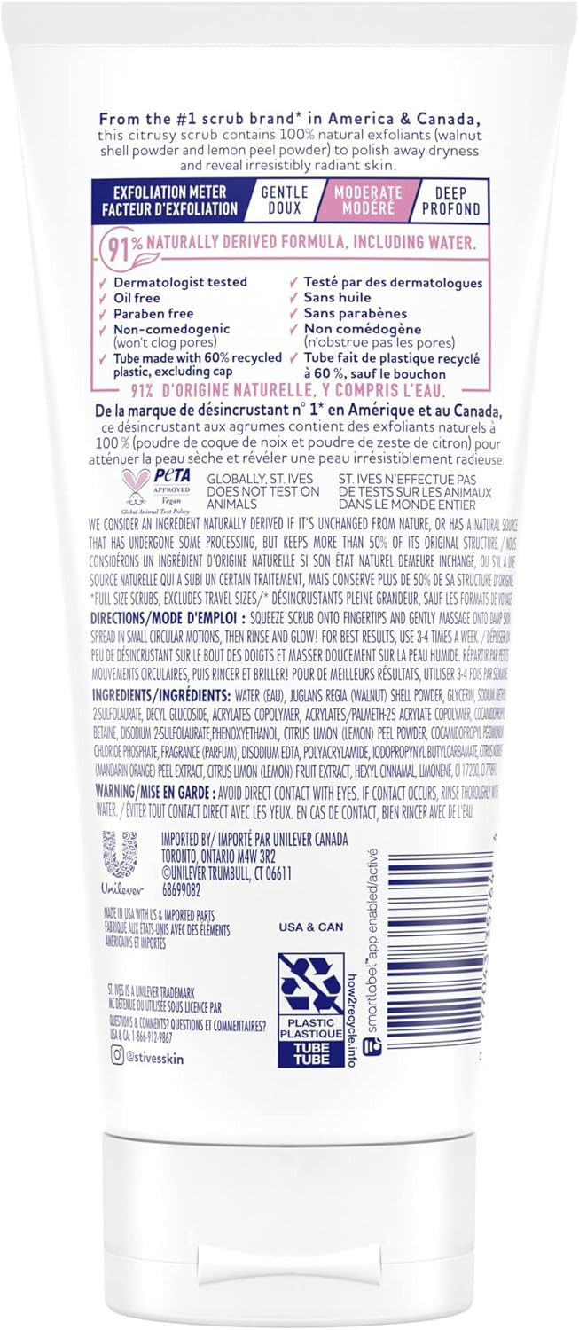 St. Ives Even & Bright Pink Lemon & Mandaran Orange Scrub, 150 Ml