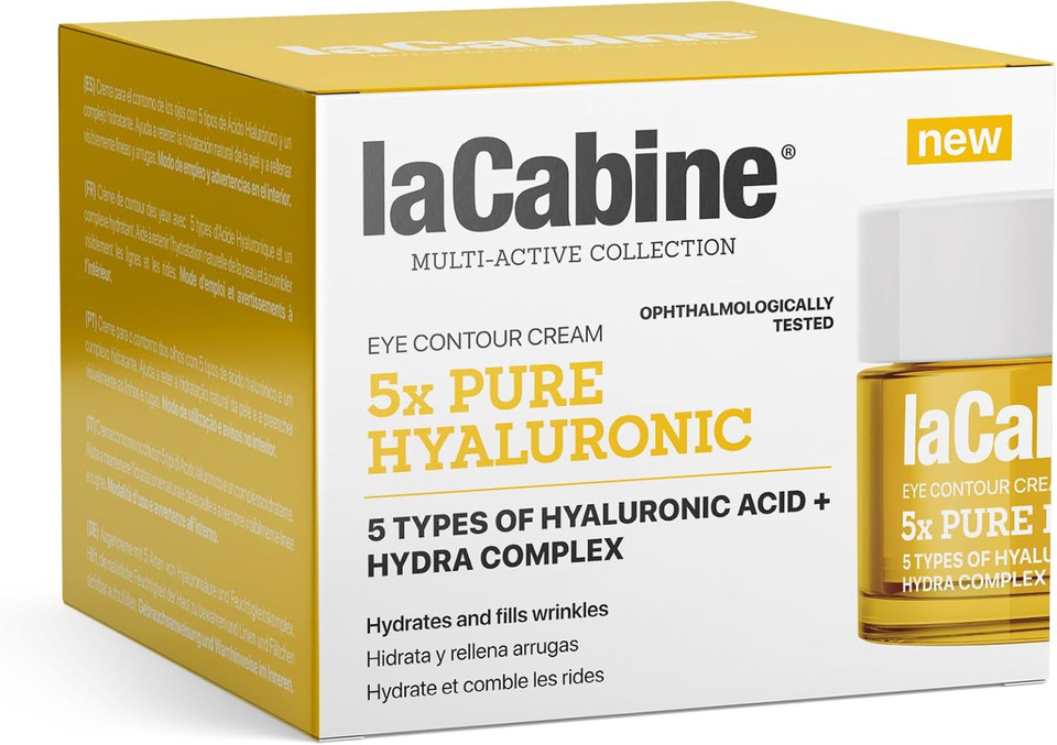 laCabine 5X Pure Hyaluronic Eye Contour Cream 15ml  Hydrating and Wrinkle-Smoothing Eye Cream with 5 Types of Hyaluronic Acid  Targets Fine Lines, Crows Feet and Tired Eyes