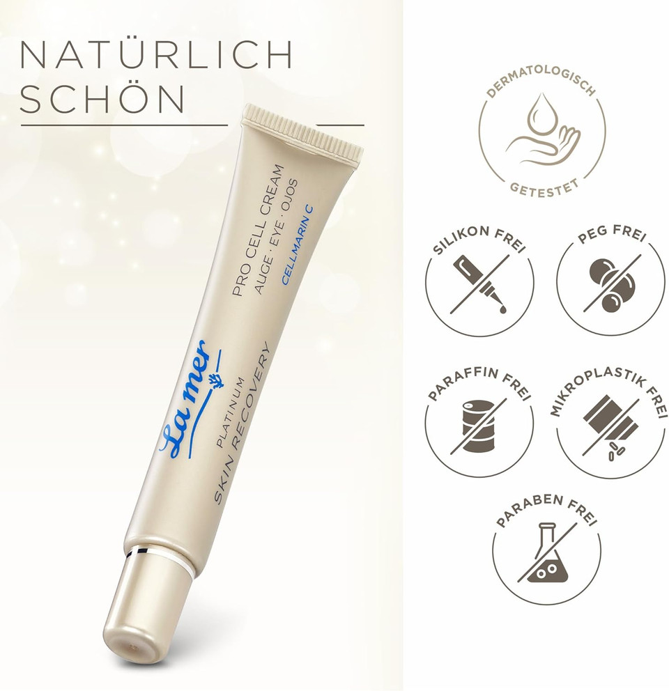 La mer Platinum Skin Recovery Pro Cell Cream Eye - Intensive Eye Cream to Delay Skin Ageing - Ideal Eye Care for Dark Circles and Puffiness - Suitable for All Skin Types - 15 ml