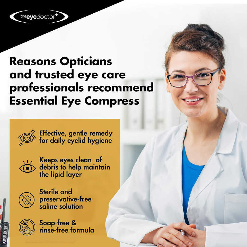 The Eye Doctor Eyelid Wipes - Suitable for use with Blepharitis, Dry Eyes, Sensitive Eyes & MGD - 200 x Biodegradable Eyelid Cleaning Wipes - Detergent and Preservative Free