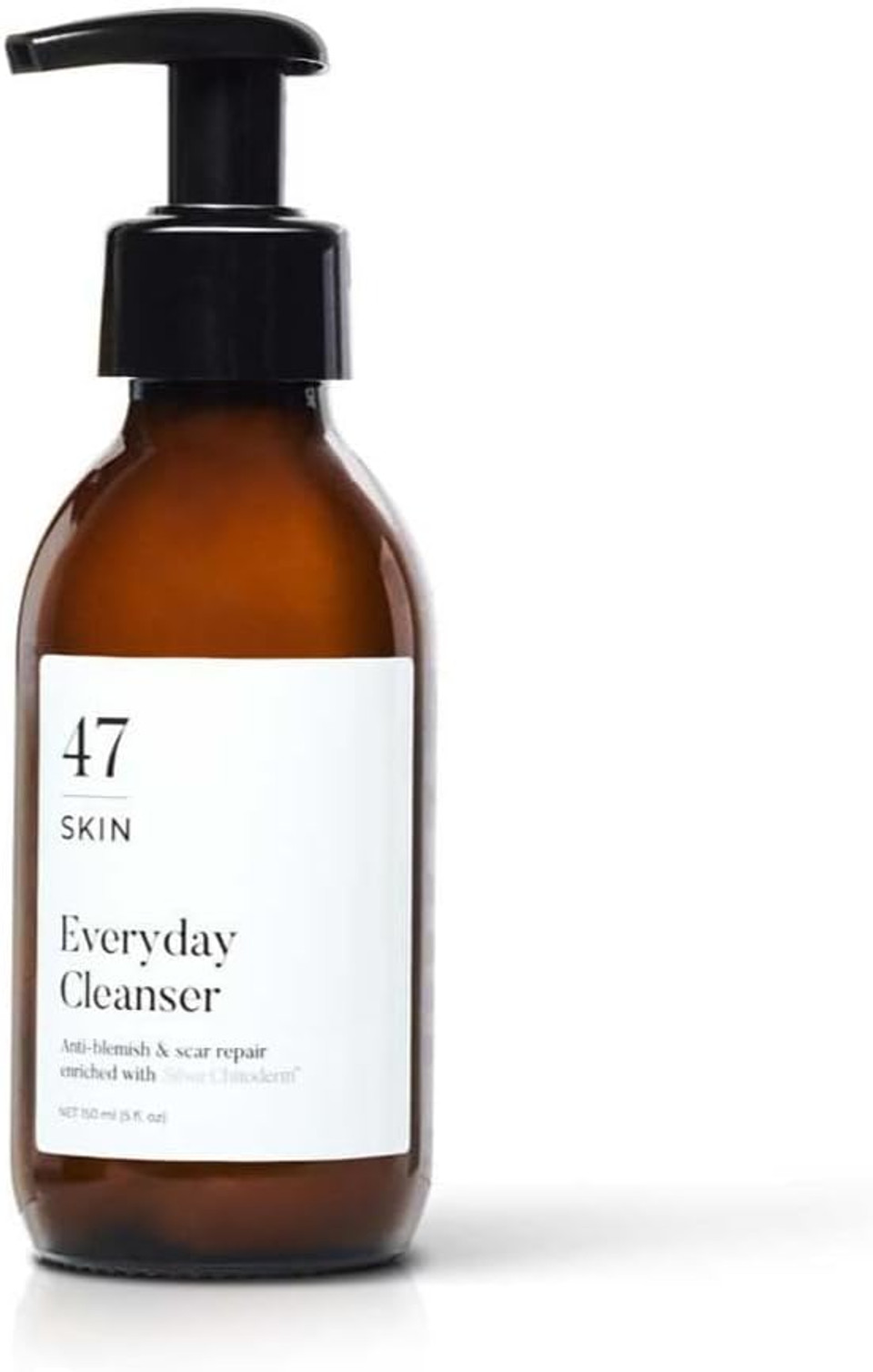 47 Skin | Anti Blemish and Scar Repair Everyday Face Cleanser | Silver Chitoderm Cleanser for Smoother and Clearer Skin | Eucalyptus Scent (150ml)