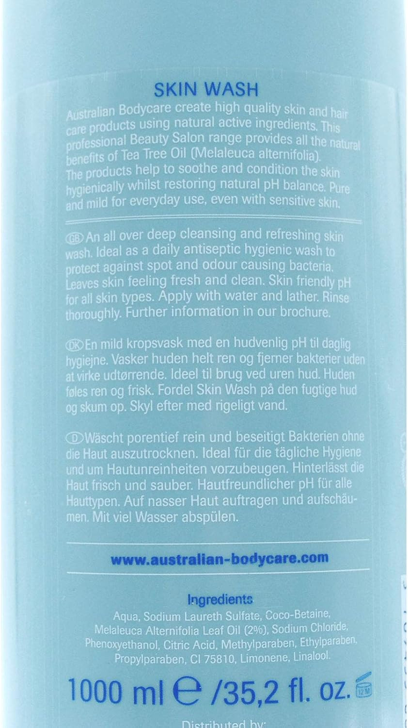 Australian Bodycare Tea Tree Oil Antiseptic Skin Wash 1000ml inc pump