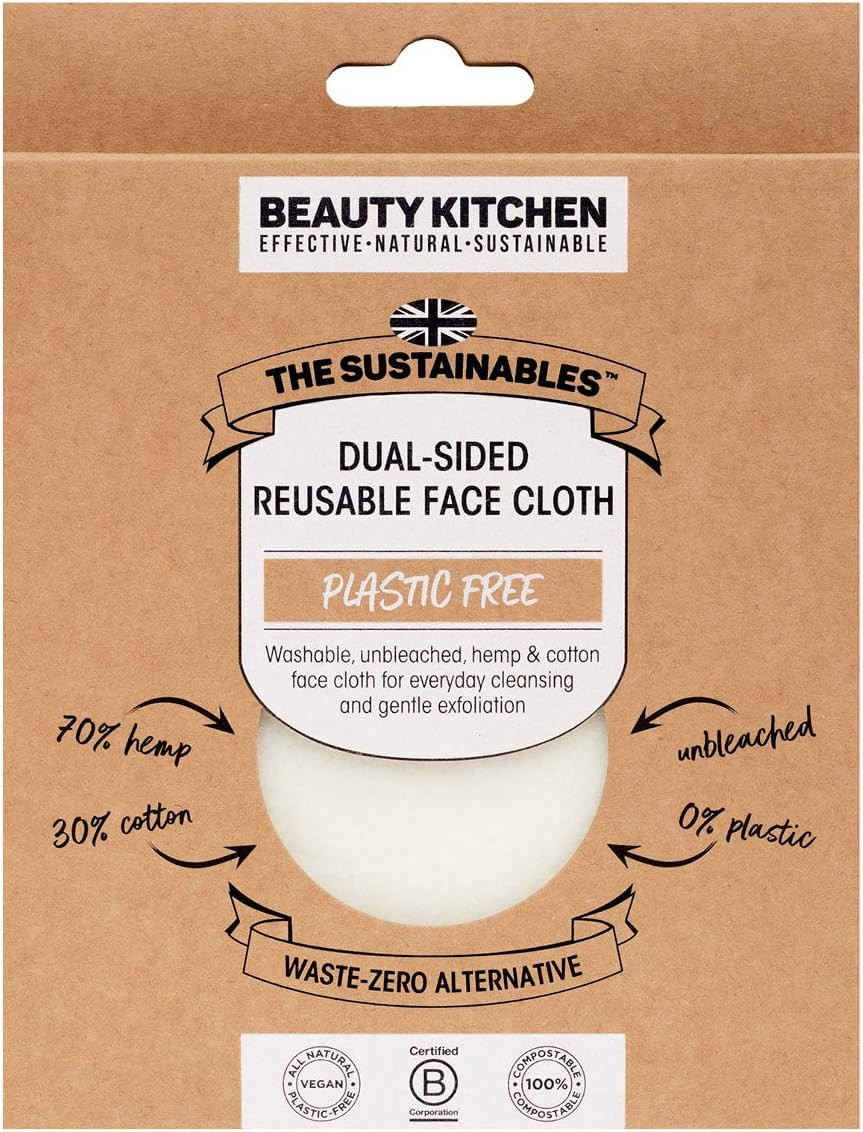 Beauty Kitchen - The Sustainables Dual-Sided Reusable Face Cloth - Versatile and Sustainable - Gentle Cleansing and Exfoliation - Skincare Essential