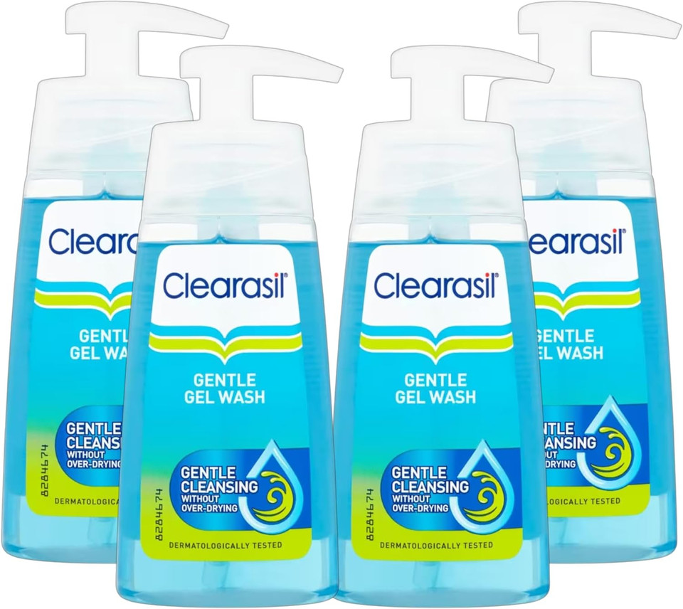 Clearasil Gentle Gel Wash 150ml, Dermatologically Tested, Gentle & Effective Cleansing Without Over-Drying, Pack of 4