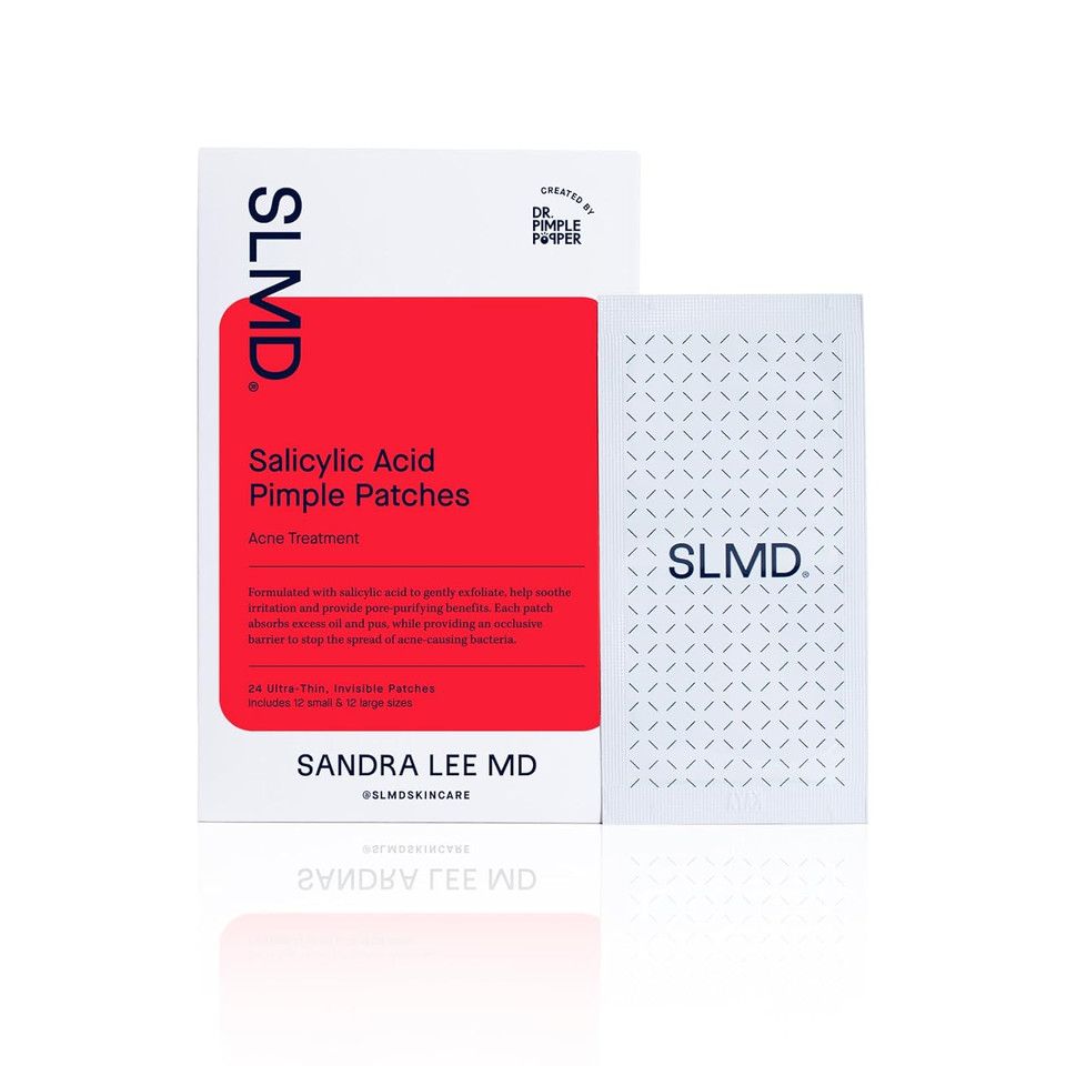 Slmd By Dr. Pimple Popper Salicylic Acid Pimple Patches - Treat Acne And Improve The Appearance Of Dark Spots - Thin Transparent Patches With Salicylic Acid - 24 Count In 2 Sizes