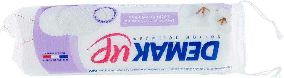 Demak'Up Original Round Cotton Makeup Remover Pads, Pack of 60