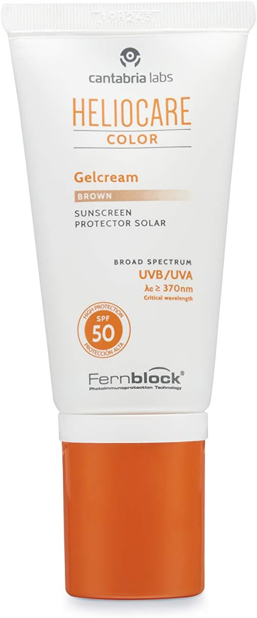 Heliocare Colour Gelcream Brown SPF 50 50ml / Sun Cream For Face / UVA and UVB Anti-Ageing Sunscreen Protection / Combination, Dry, Oily and Normal Skin Types / Natural-looking foundation coverage