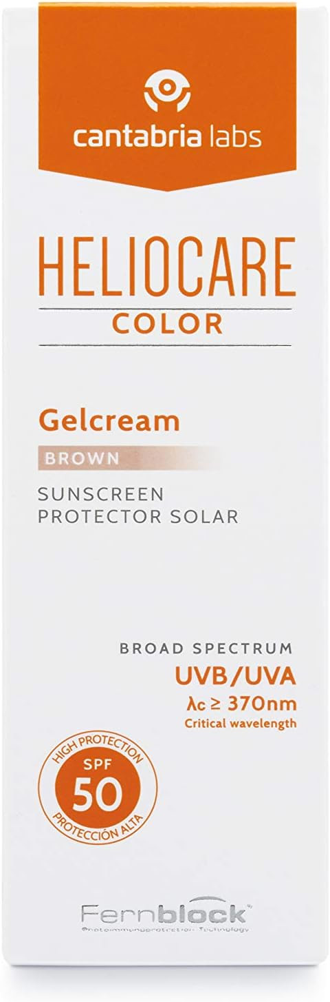 Heliocare Colour Gelcream Brown SPF 50 50ml / Sun Cream For Face / UVA and UVB Anti-Ageing Sunscreen Protection / Combination, Dry, Oily and Normal Skin Types / Natural-looking foundation coverage