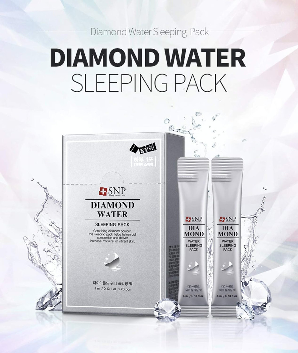 Snp - Diamond Water Sleeping Pack - Brightening & Tightens For All Dry Skin Types - 20 Pack - Best Gift Idea For Mom, Girlfriend, Wife, Her, Women (Diamond Water)Diamond Water