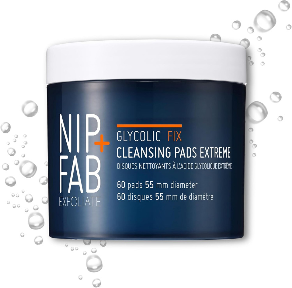 Nip + Fab Glycolic Acid Night Face Pads with Salicylic and Hyaluronic Acid, Exfoliating Resurfacing AHA Facial Pad for Exfoliation Even Skin Tone Blemish Control Pigmentation, 60 Pads, 76 Grams
