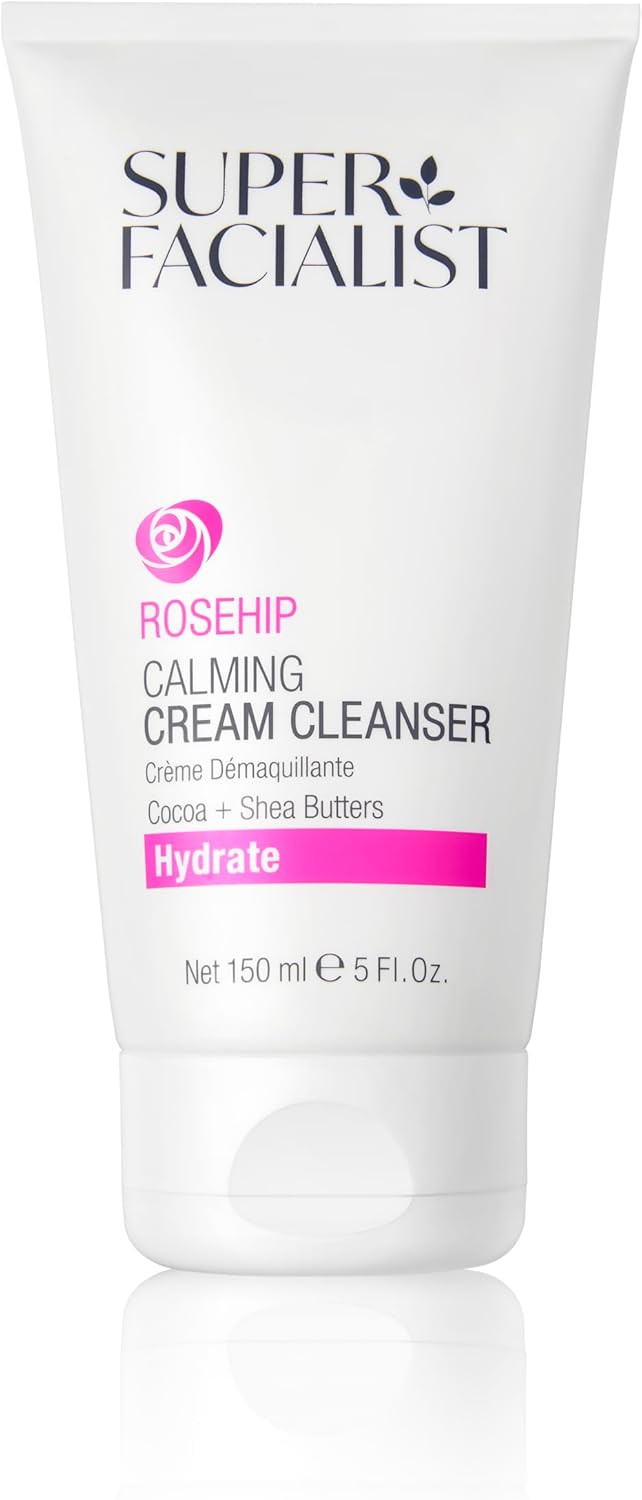 Super Facialist Hydrate Calming Creamy Cleanser- Ultra-Gentle Cleanser & Makeup Remover with Shea Butter, Cocoa Butter & Vitamin B 5 for Sensitive Skin, Hydrating & Vegan Friendly, 150ml