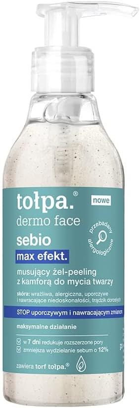 TOLPA DERMO FACE SEBIO MAX EFFECT EFFERVESCENT CAMPHOR GEL SCRUB FOR WASHING YOUR FACE 195 ML