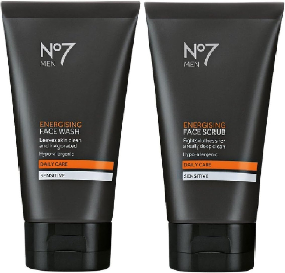 (2 PACK) No7 Men Energising Face Wash x 150ml & No7 Men Energising Face Scrub x 150ml