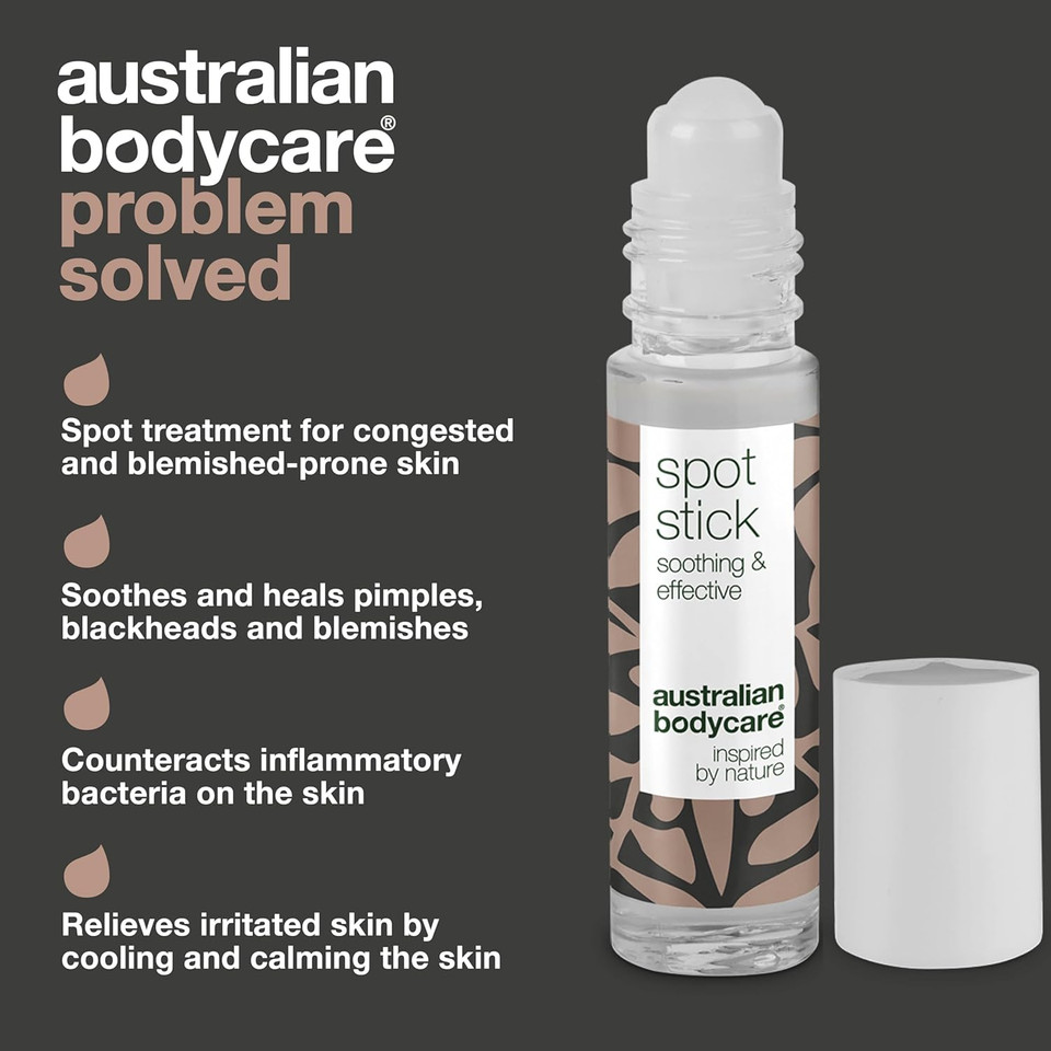 Australian Bodycare Tea Tree Oil Spot Stick - Tea Tree Blemish Stick for Spots, pimples, Oily and Acne Prone Skin. Contains high Pharmaceutical Grade Australian Tea Tree Oil, 9ml