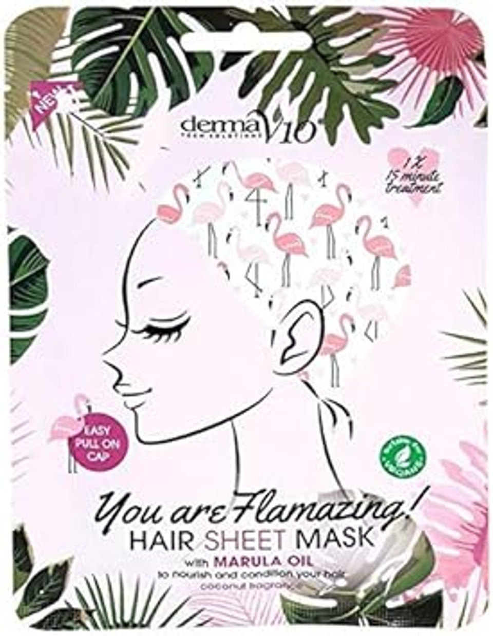 Derma V10 Flamingo Print Hair Mask, Pink, One Size