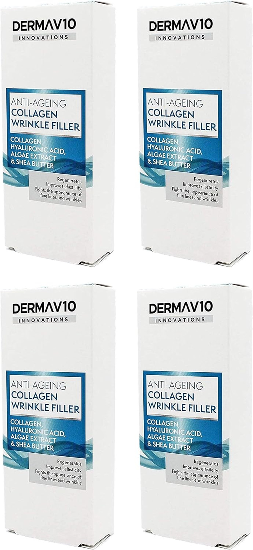 Derma V10 Anti-Ageing Collagen Wrinkle Filler With Hyalauronic Acid, Algae Extract & Shea Butter (4 Pack)