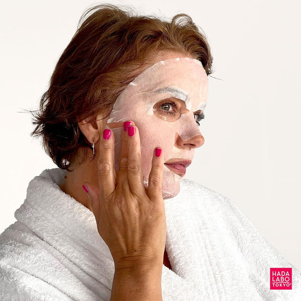 Hada Labo Tokyo - Anti-Ageing Facial Sheet Masks, With Super Hyaluronic Acid, Collagen & Squalane, For Age 40+ (Pack of 10)