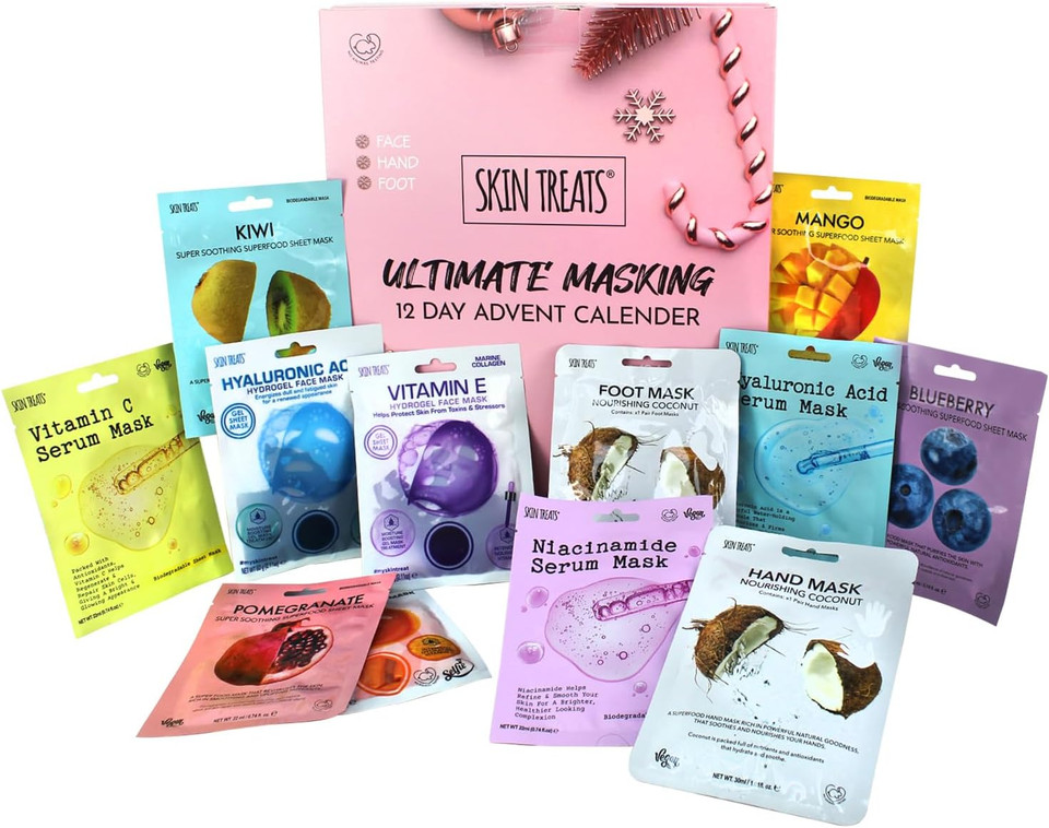 Skin Treats Ultimate Masking 12 Day Advent Calendar | 12 Clay Masks | Skincare Advent Calendar | Bentonite & Kaolin Clay | Refreshing & Rejuvenating | Vegan | Not Tested On Animals