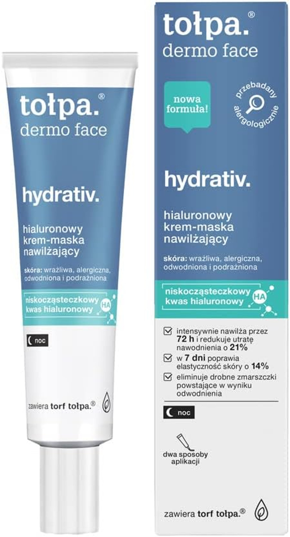 TO?PA Dermo Face Hydrativ Moisturizing Relaxing Cream-mask For Face, Neck And décolleté, At Night - 40ml