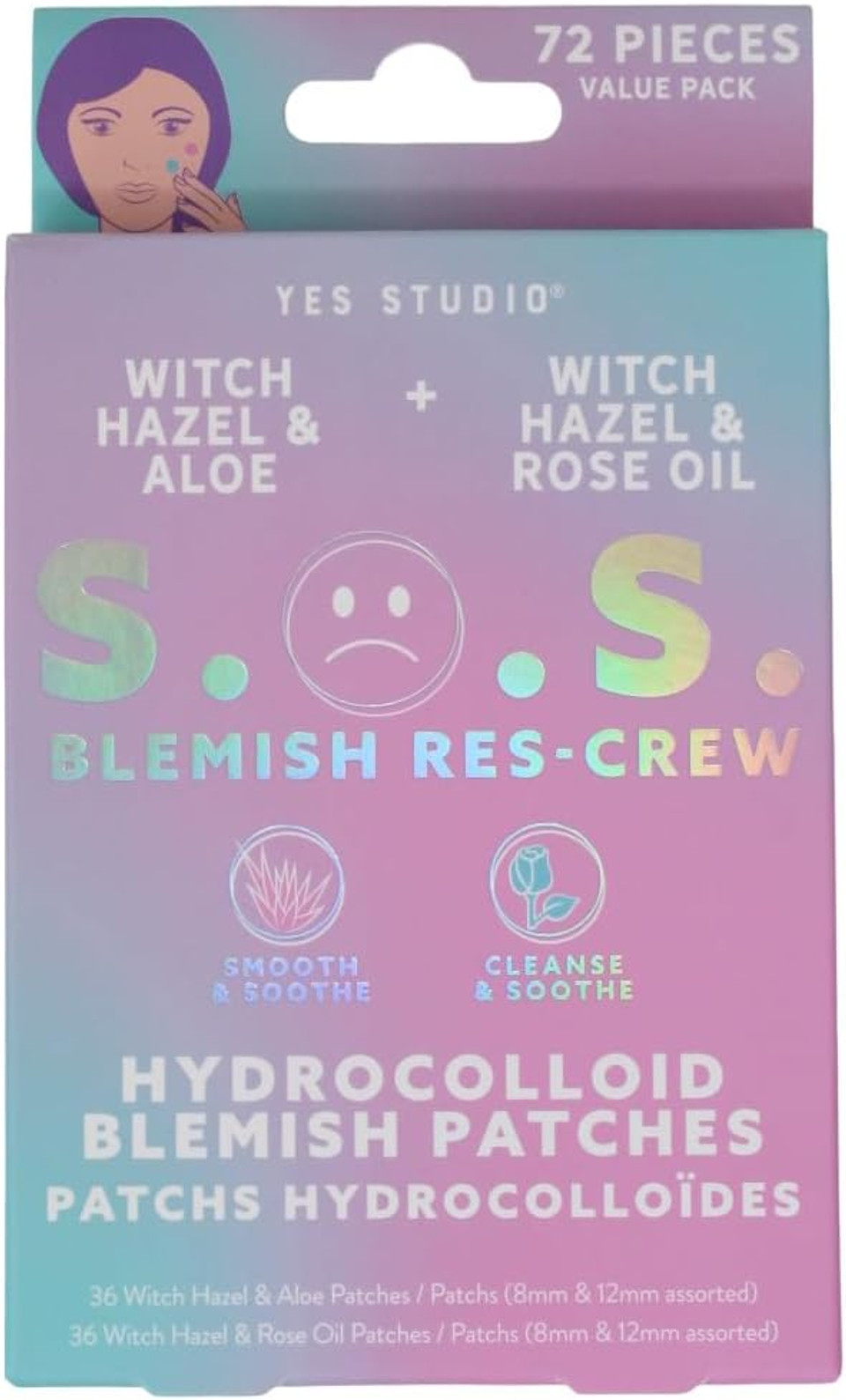 Yes Studio Hydrocolloid Blemish Dot Patches 72 Pieces Value Pack Assorted Sizes, Cleanse, Smooth and Soothe with Infused Witch Hazel, Aloe Vera & Rose Oil Yes Studio Hydrocolloid Blemish Dot Patches 72 Pieces Value Pack Assorted Sizes, Cleanse, Smooth and Soothe with Infused Witch Hazel, Aloe Vera & Rose Oil
